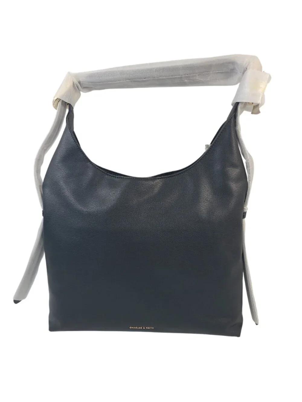 NEW Charles & Keith Aislin Hobo Handbag & Pouch Black Recycled Leather